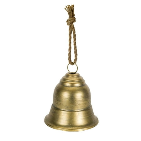 Antique Brass Distressed Finish - Pack of 4 Antique Inspired Distressed Brass Finish Decorative Bells 8.5