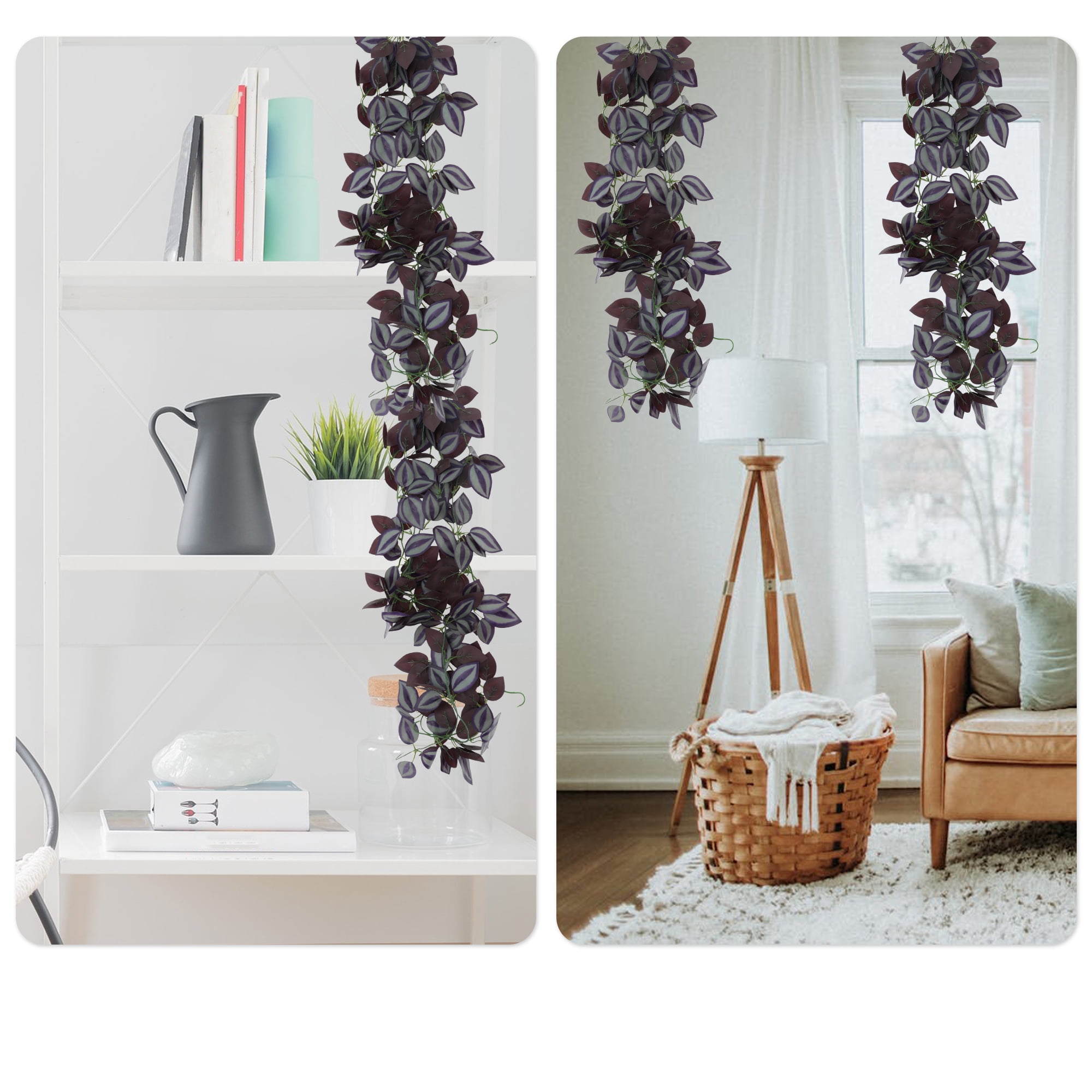 Unique Bargains 2pcs Fake Vines 41.34" Plastic Greenery Artificial Hanging Plants