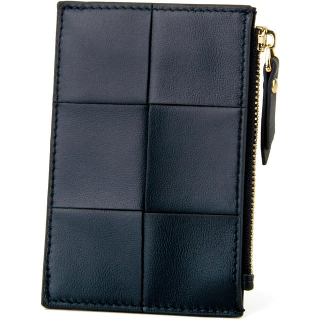 Woven Sheepskin leather Multi-Card Coin Purse, Chic Fashionable Card Holder and Small Card Wallet Woman (Black)