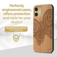 thumbnail image 2 of Case Yard Wooden Case Outside Soft TPU Silicone, Slim Fit Shockproof Wood Protective Phone Cover for Girls Boys Men and Women, Supports Wireless Charging Butterfly Design case for iPhone-12-Mini, 2 of 7