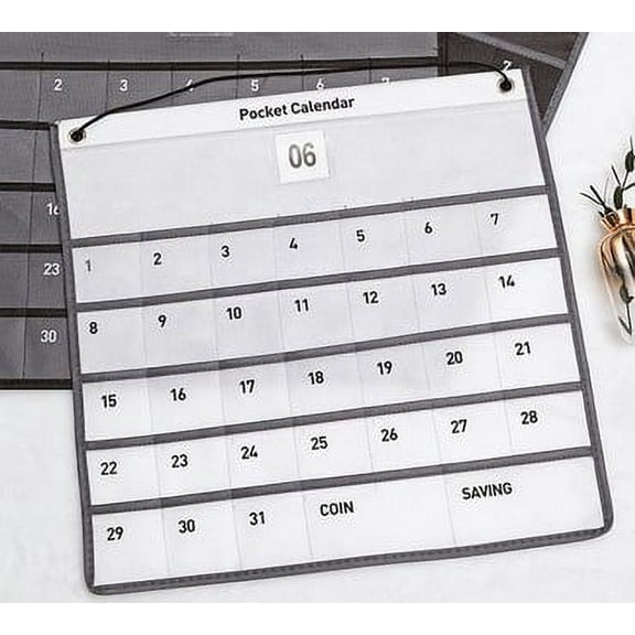 Calendar Pocket 1 Month Wall Hanging Pocket Non-woven Fabric Storage Bag for Home Office