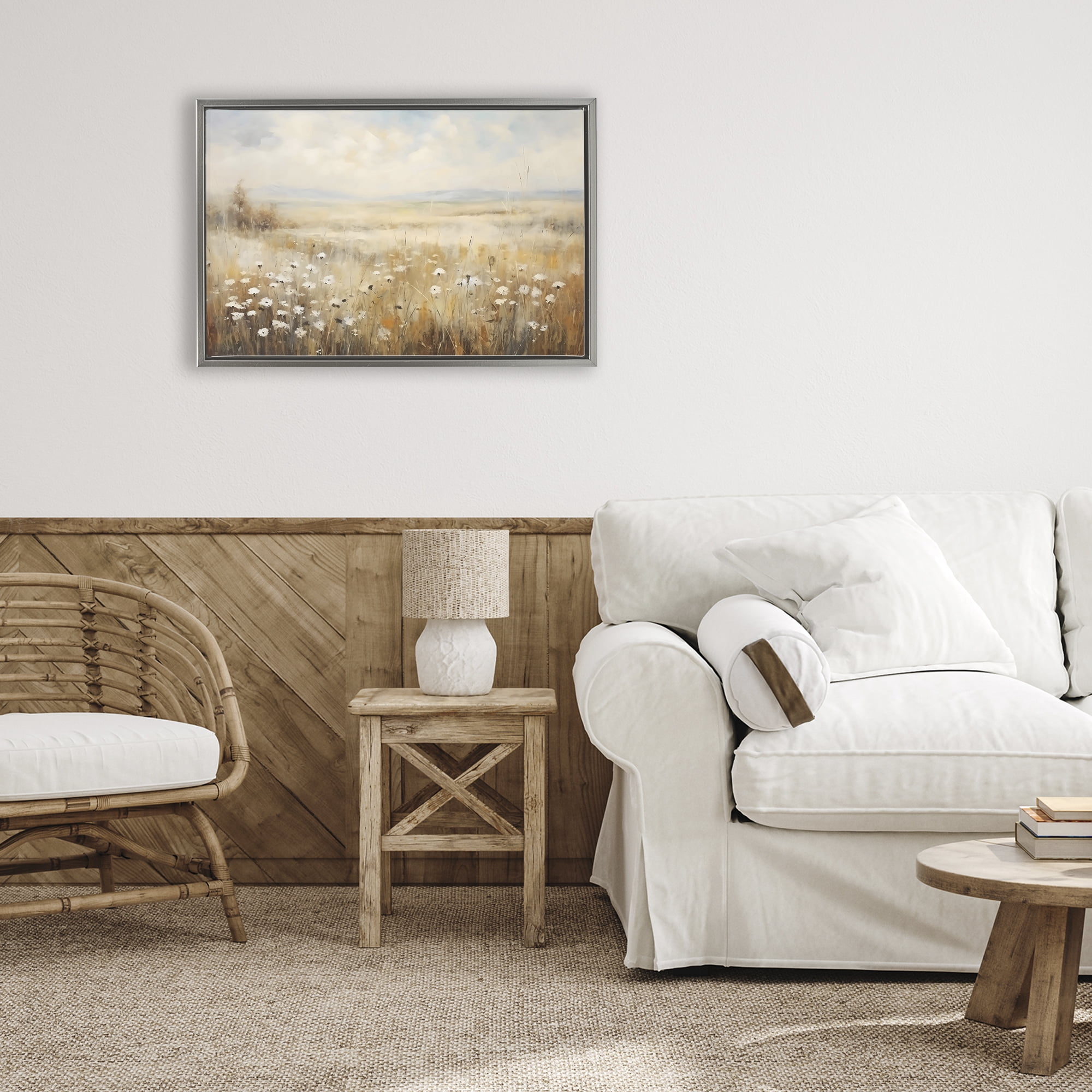 Stupell Industries Neutral Land Calmness Gray Framed Floater Canvas Wall Art, design by Creative Studio