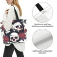 thumbnail image 3 of Fotbe Gothic Skulls And Roses Bolsa Tote Estética de Lona con Estampado para Mujer - Bolsa Reutilizable de Hombro Casual para Vacaciones, Compras, Trabajo y Gimnasio, 3 of 8