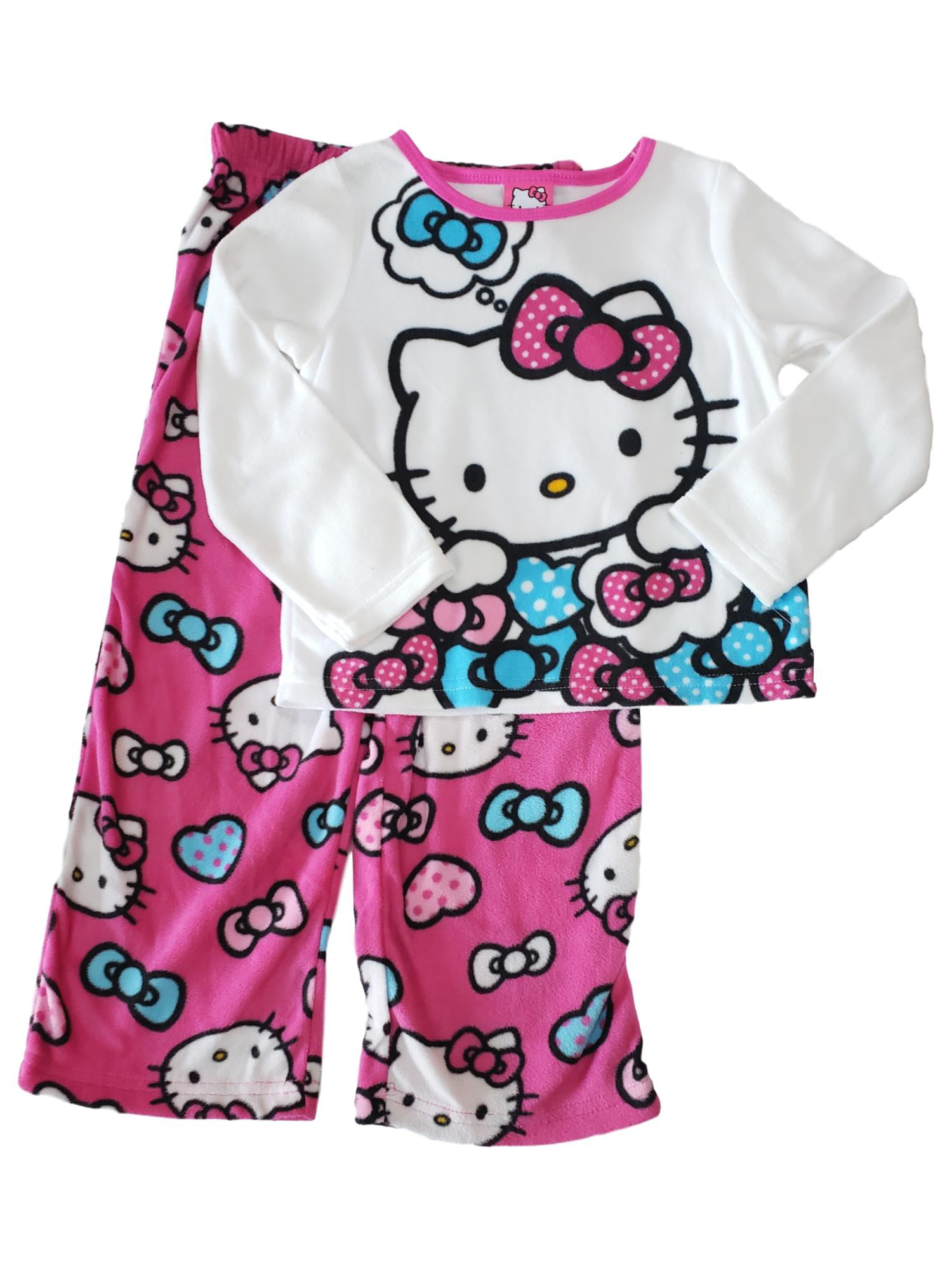 Pajama Set Hello Kitty Little Girls'Hearts and Bows Cozy Fleece 