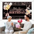 thumbnail image 3 of Pancarta de fondo de feliz cumpleaños de oro rosa, pancarta de decoración de feliz cumpleaños, telón de fondo de feliz cumpleaños para niñas y mujeres 71 x 45 pulgadas, 3 of 5