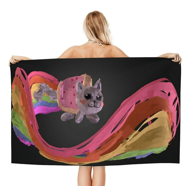 NYAN CAT Toalla de playa de secado rápido con diseño temático, regalo para mujeres y niñas, ideal para cumpleaños, fans, amantes de la música, uso en la playa o al aire libre,78*180cm