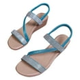thumbnail image 2 of Sandals for Women 2025, Xunlbb Summer New Plus Size Casual Diamond Women's Elastic Beach Wedge Sandals(Sky Blue,Size:35), 2 of 9