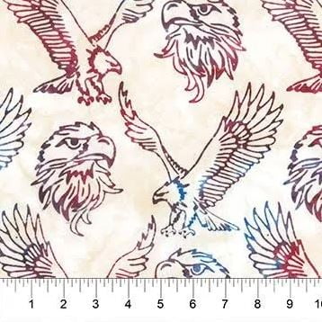 Cotton Batik Vintage Spirit Eagles Patriotic USA Independence Day Ivory Banyan Batiks Cotton Fabric Print by the Yard (83010-12)