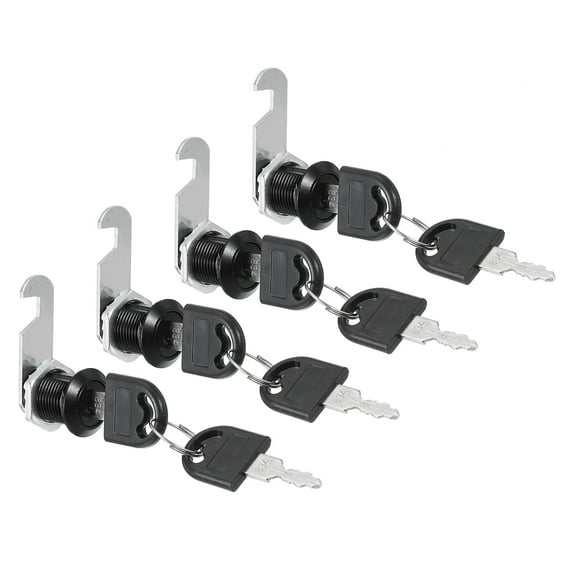 Uxcell Cabinet Drawer Lock with Keys 4 Pcs 7/9" (20mm) Keyed Zinc Alloy Security Lock Cylinder Cam for Door Cupboard Black