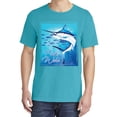 thumbnail image 2 of Wild Bobby, Fresh Water Swordfish Atlantic Pacific, Fish, Garment-Dyed Washed Look Short Sleeve Tees, Blue Lagoon, Small, 2 of 3