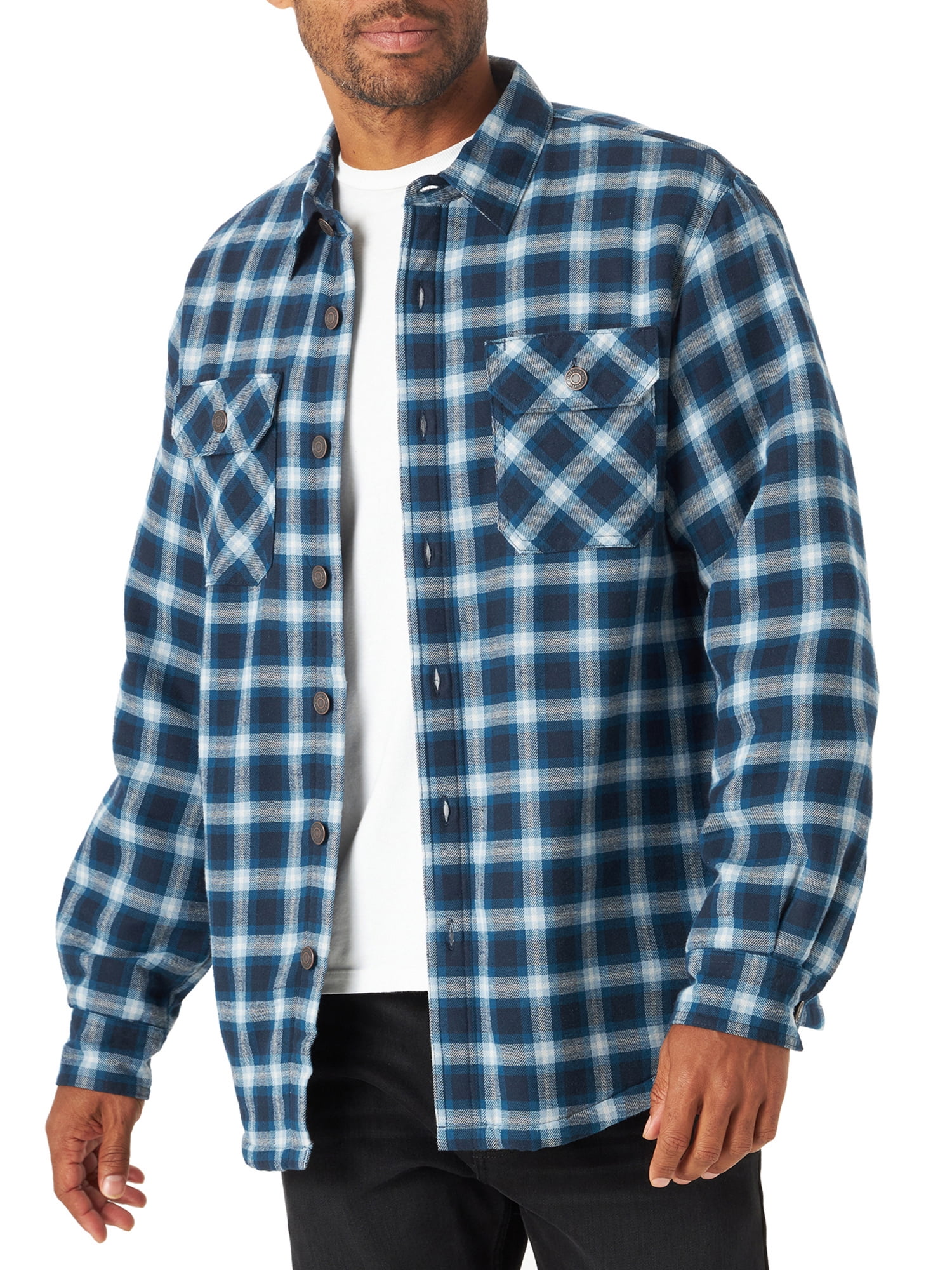 Carhartt Men's Jacket Shirt Plus Size 4XL Gray Sherpa Lined Snaps Green Plaid