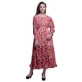 thumbnail image 1 of Bimba Robe à Fleurs pour Femme à Manches Longues, Smockée, Col Rond, à Volants, Maxi d'Été, Très Petit, 1 of 5