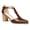 reddish brown, variant on Women T-Strap Dress Shoes with Block Heels Low-Cut Sandals with Stacked Block Heels