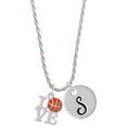 thumbnail image 1 of Delight Jewelry Love with Basketball Silvertone Script Initial Disc - S - Charm Necklace, 20"+3", 1 of 4