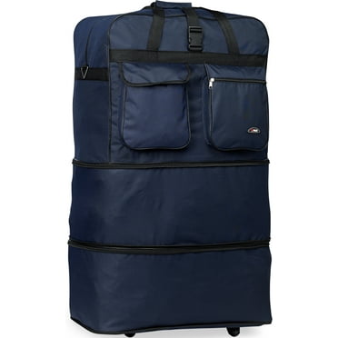 40" Navy Blue Large Expandable Rolling 6 Wheeled Duffel Bag Spinner Suitcase Luggage