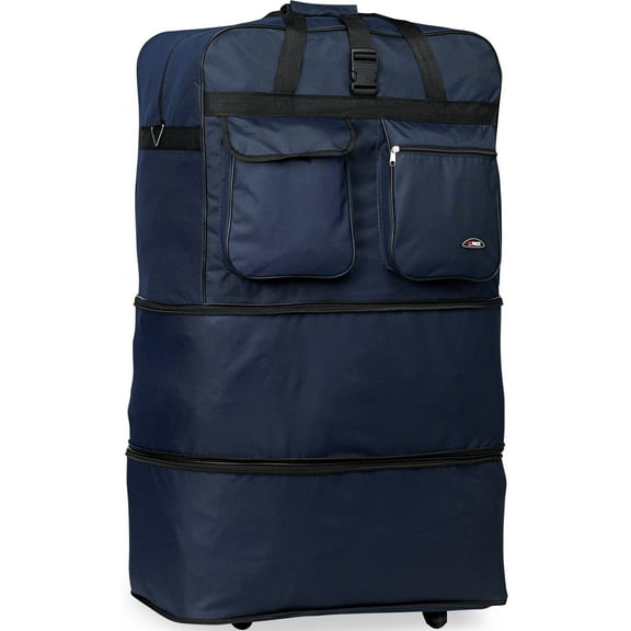 Rolite 40" Spinner Expandable Rolling Luggage, Navy Blue