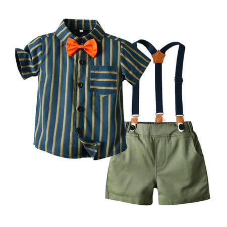 

Baptism Christening Outfits for Boys Baby Clothes Sets Toddler Boy Outfits Gentleman Suits Bow Tie Shirt Suspenders Shorts Birthday Formal Wedding Party Clothes