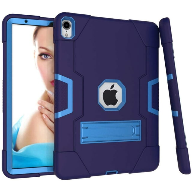 Mignova for iPad Pro 11 Inch 2018 Case,Hybrid Three Layer Full-Body Shockproof Armor Defender Full-Body Rugged Protective Case Cover with Stand for iPad Pro 11 Inch 2018(Navy/Blue)