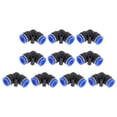 thumbnail image 1 of Conectores de aire de 90 grados de dos vías Unique Bargains, 5/16", 10 piezas, azul y negro, 1 of 1