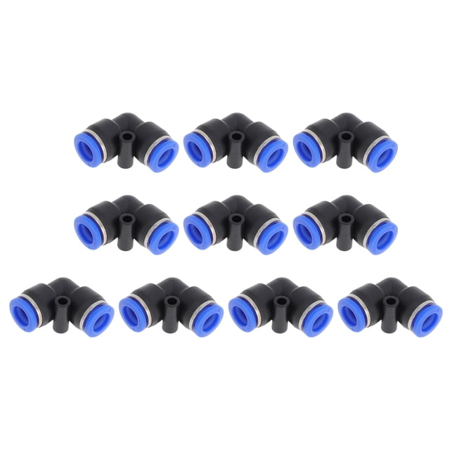 Conectores de aire de 90 grados de dos vías Unique Bargains, 5/16", 10 piezas, azul y negro