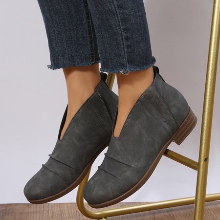 

Women‘s Pointed Toe Short Boots Solid Color Faux Leather Boots Women‘s Footwear