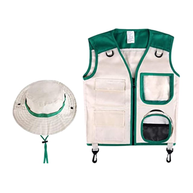 Kits de explorador para niños, chaleco y sombrero para cosplay para fiesta de Halloween, juguetes educativos para juegos de rol, equipo de campamento, verde