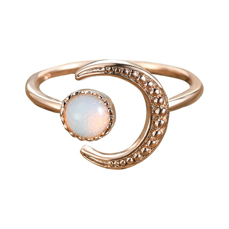  2023 New Combination Women Moon Opal Rings Fashion Three-Piece  Cute Sweet Girls Rings Chunky Rings for Men (Rose Gold, One Size) :  Clothing, Shoes & Jewelry