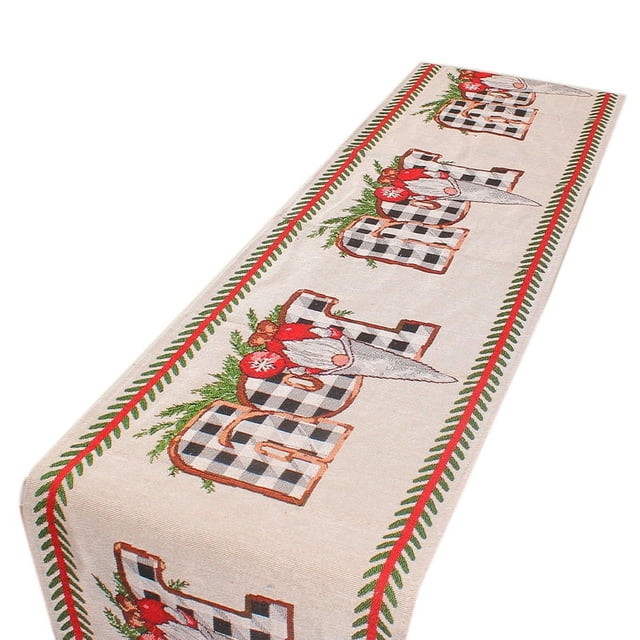 Camino de mesa navideño Impresión de bandera Desgaste Resistente a la suciedad Bandera de mesa navideña navideña para decoración de mantel navideño Modelo JOY Santa