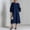 Navy, variant on Midi Dresses for Women Lantern Sleeve Cotton Linen Tunic Dress Loose Fit Button Front 3D Floral Applique A Line Dress Elegant Party Fall Outfits