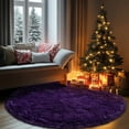 thumbnail image 4 of ZENELESS 4x4ft Fluffy Shaggy Round Rugs for Girls Boys Baby Kids Bedroom,Grape Purple Plush Shaggy Carpet for Living Room,Nursery Room,Bedroom, 4 of 8