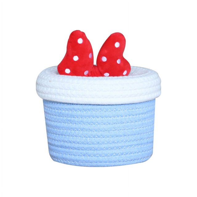 Cesta de almacenamiento de algodón con lazo de la serie Princess, cesta de almacenamiento de cosméticos con tapa y acabado de llave