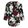thumbnail image 4 of ICHUANYI Clearance Women's Fashion Three Quarter Sleeve Retro V-Neck Easter Printed Loose Tops Blouse(Wine, XL) ICHUANYI WER2023081510403, 4 of 5
