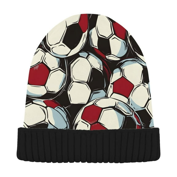 joogoo Football Soccer Ball Beanie Hats Cuffed Winter Warm Knit Thick Beanies