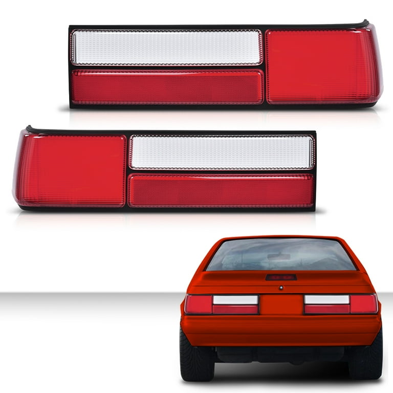 Ford Mustang Tail Lights Black LED Tail Lights For 1987-1993 Ford Mustang - Left & Right Pair - Clear Lens, Built-in Resistors 87-93 Mustang Tail Lights - Foto 8