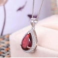 thumbnail image 2 of 2.20Ct Simulated Pear Cut Red Garnet Women's Gift Teardrop Pendant Chain 14K White Gold Plated 18"inch, 2 of 3