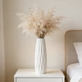 thumbnail image 4 of White Ceramic 12-Inch Tall Textured Decorative Flower Vase for Home Decor, 4 of 9