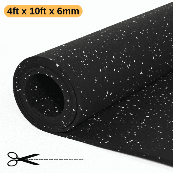 WANLISELL Rubber Gym Flooring Roll, 4' x 10' High Density Gym Floor Mats, Exercise Rubber Flooring for Home Gym Garage Basement