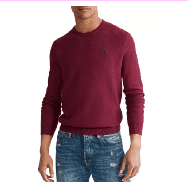 Polo Ralph Lauren - Polo Ralph Lauren Cotton Crewneck Sweater, Burgundy ...