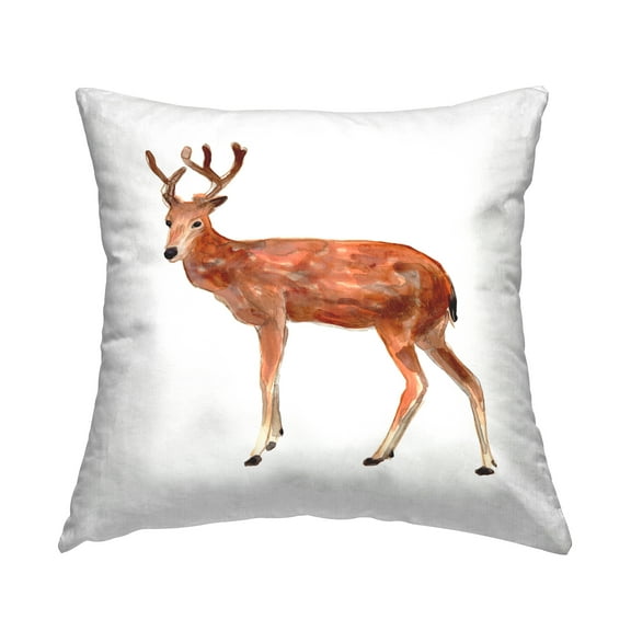 Stupell Industries Modern Deer Portrait Square Decorative Printed Throw Pillow, 18 x 18