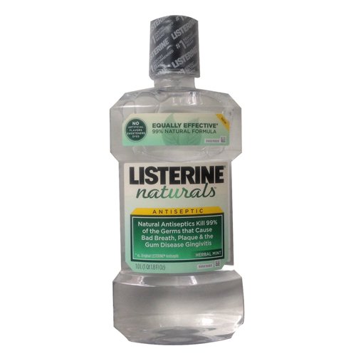 Listerine Naturals Antiseptic Mouthwash, Herbal Mint 1 Ltr, 6 Pack