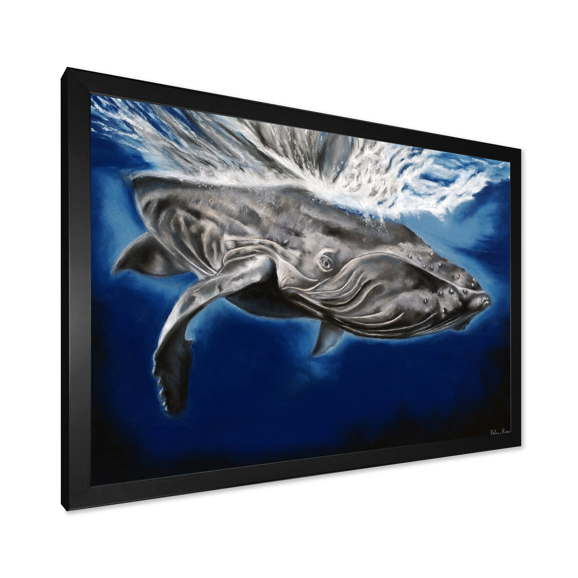 Designart 'Close Up Portrait Of A Humpback Whale' Nautical & Coastal Framed Art Print