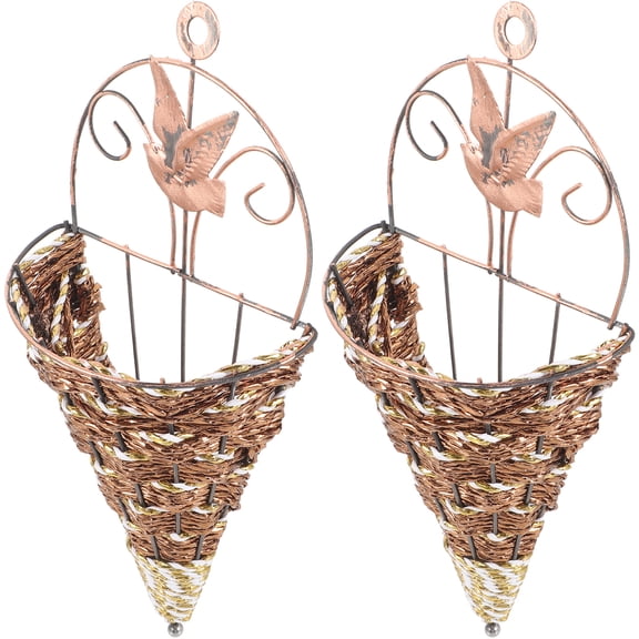 Raindrops 2pcs Wall Mounted Flower Basket Simulation Rattan Planter