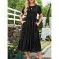 thumbnail image 2 of Fancyglim Women's Short Sleeve Dress Summer Crew Neck Long Dresses Black XL, 2 of 4