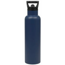 FIFTY-FIFTY V21000014 Water Bottle with Straw Cap Stainless Steel Vacuum Insulated: 21 oz, Navy Blue