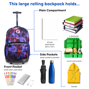 J World Boys and Girls Sunrise 18 Rolling Backpack for School and Travel, Galaxy
