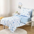 thumbnail image 2 of AllWays Plaza - Floral Toddler Bedding Set for Girls, Cute Colorful Botanical Flowers, 4 Pieces Soft Crib Bed Set Including Comforter, Sheets and Pillowcase, Blue White, 2 of 14