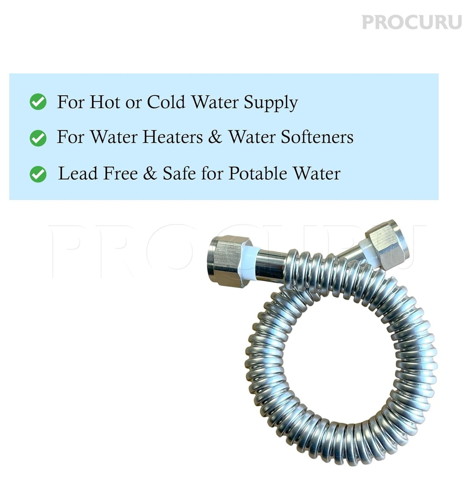 1-Pack 3/4" FIP x 1" FIP x 18" (1.5Ft) Stainless Steel Water Heater Flex Connector, Certified Safe (6WBA18-1P)