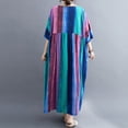thumbnail image 4 of Vestido de lino de algodón para mujer Bolsillos con estampado floral Media pantorrilla O-cuello suel Abanopi 5, 4 of 7