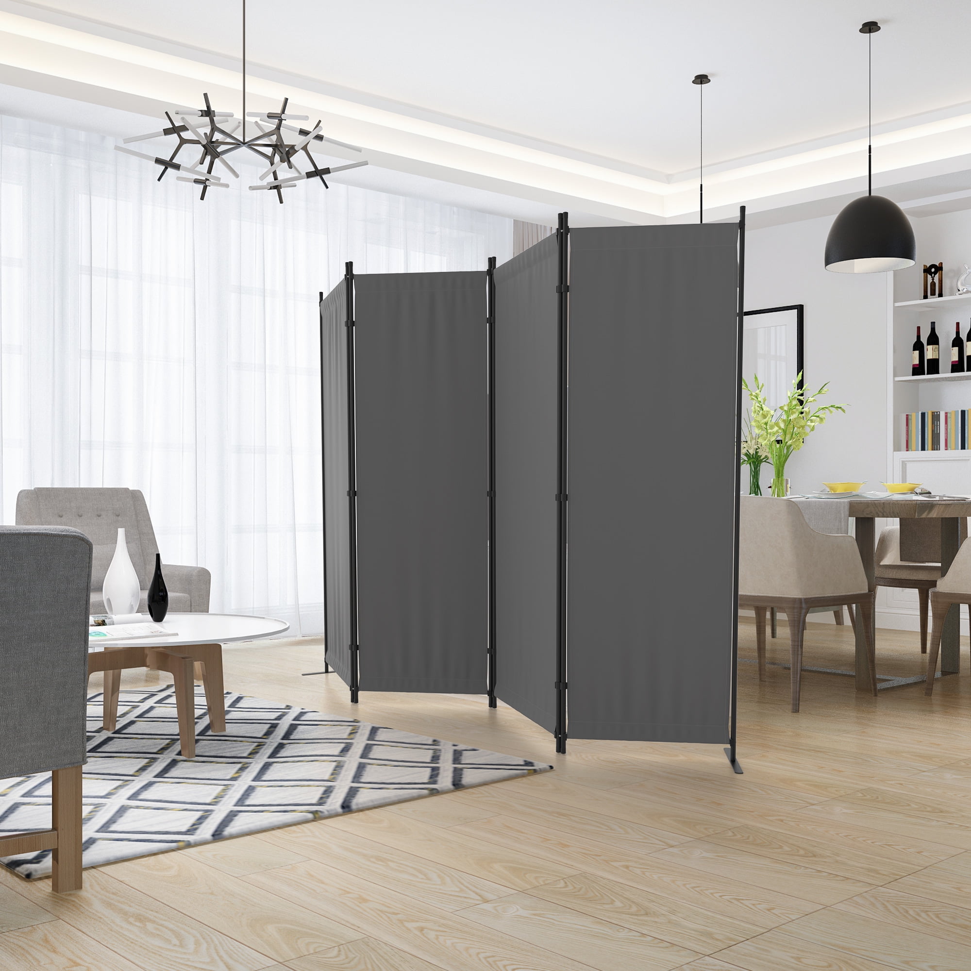 GOJOOASIS Room Divider, 4-Panel Folding Privacy Screen, 88in Portable Separating with Metal Feet, Partition Room Dividers