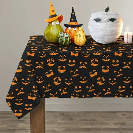 

Halloween Tablecloth Halloween Table Cloth with Pumpkin Spider Web Bat Tablecloth Waterproof Wrinkle Free Rectangle Tablecloth Polyester Fabric Table Cover for Halloween Party Decoration Black